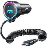 Joyroom fast car charger 3 in 1 with Usb Type C cable 1.5M 55W black Jr-Cl07