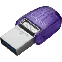 Kingston Technology Datatraveler microDuo 3C Usb flash drive 64 Gb Type-A / Type-C 3.2 Gen 1 3.1 Purple, Stainless steel Dtduo3Cg3/128Gb