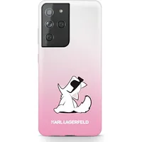 Klhcs21Lcfnrcpi Karl Lagerfeld Pc Tpu Choupette Eats Cover for Samsung Galaxy S21 Ultra Gradient Pink