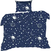 Kokvilnas gultas veļa 110X140 7K tumši zilas zvaigznāju planētas Kids 24 ar spilvendrānu 40X60 2360120