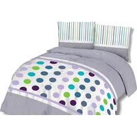 Kokvilnas gultas veļa 140X200 71454/1 apļi svītras rūtaini violeti zaļa zila ģeometrija Cottonlove 2 2300572