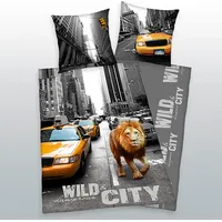 Kokvilnas gultas veļa 140X200 Lion Ny New York 4465 Wild City spilvendrāna 70X90 4459201077