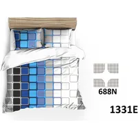 Kokvilnas gultas veļa 160X200 1331E zila ģeometrija 688N 1943409