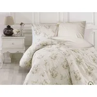 Kokvilnas gultas veļa 160X200 Karen Kahve rozes baltas bēšas divpusējas Exclusive Premium 1273110