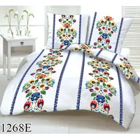 Kokvilnas gultasveļa 140X200 1268E balta Łowicka krāsaini ziedi zila svītra 1942941
