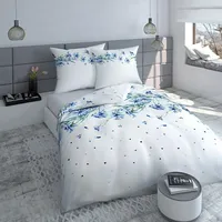 Kokvilnas gultasveļa 160X200 Rudzupuķes balta zila violeta 2774 A 2040869
