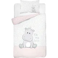 Kokvilnas gultasveļa 90X120 Hippopotamus Hipcia polka dots pelēks rozā balts 3150 A 0014 2049082