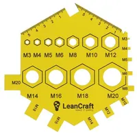 Leancraft Urbju un skrūvju izmēra mērītājs M3-M20 dzeltens, Spr-M3-M20-Y