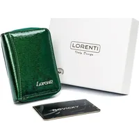 Lorenti Niewielki, lakierowany portfel skórzany z kieszonką zewnętrzną, Rfid Nie dotyczy 5157-Sh Napis Green Rov