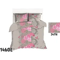 Mizas spilvendrāna 40X40 347N pelēki ziedi rozā uzraksti 1460E stiprināms ar rāvējslēdzēju 1392244