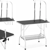 Physa Kopšanas galds suņu griešanai saliekams ar plauktu 70 kg 910 x 610 mm 2 pavadas - baltas 10040575