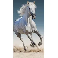 Pludmales dvielis 70X140 Balts zirgs 3373 galloping Cotton horse 5300127