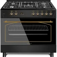 Ravanson Kwge-K90-6 Top Chef cooker Freestanding Electric Gas Black Kwge-90R