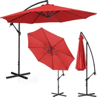Uniprodo Dārza lietussargs uz rokas, apaļš noliecams, diam. 300 cm sarkans 10250555