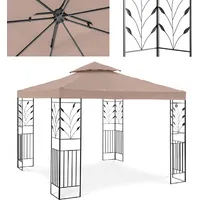 Uniprodo Dārza paviljona lapenes telts saliekamais jumts ar ornamentu 3 x 2,6 m bēšs 10250437