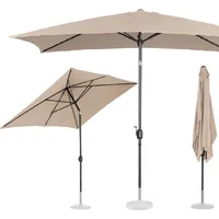 Uniprodo Taisnstūrveida noliecams dārza lietussargs ar kloķi 200 x 300 cm krēmveida 10250529
