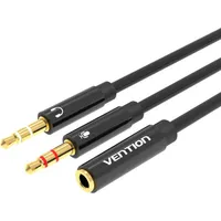 Vention 2X 3.5Mm Male to 4-Pole Female Audio Cable 0.3M Bbtby Black