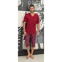Vīriešu pidžama 720 M, bordo, V-Veida kakla izgriezums ar kabatu, 3/4 bikses Zema cena 1350105