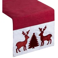 Ziemassvētku galdauta galda celiņš 33X140 Klaus balts sarkans eglītes ziemeļbriedis 1162850