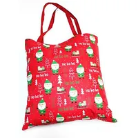 Ziemassvētku iepirkumu maisiņš 37X38 sarkans Santa Clauses zaļas eglītes dāvanas ho kokvilna 216903