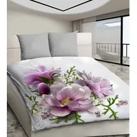 3D mikrosatīna gultas veļa 160X200 03 Rozā ziedi un pērles 0927 BedYou 1640668