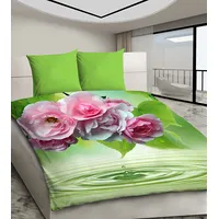 3D mikrosatīna gultas veļa 200X220 15 Rozā ziedi pie ūdens 1245 BedYou 1640702