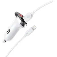 Borofone Car charger Bz15 Auspicious - 2Xusb 2,4A with Usb to Lightning cable white Ład001436