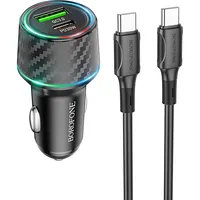 Borofone Car charger Bz21 Brilliant - Usb  Type C Qc 3.0 Pd 48W with to cable black Ład001662