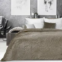 Dekoratīvais gultas pārklājs 170X210 Ariel 4 tumši smilškrāsas ziedu velūrs 374172