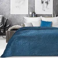 Dekoratīvais gultas pārklājs 200X220 Ariel 4 zili samta ziedi 374300