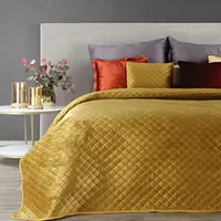 Dekoratīvais gultas pārklājs 220X240 Ariel medus samta Eurocurtains 379087