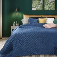 Dekoratīvais gultas pārklājs 220X240 Ariel, tumši zils samts 1172036