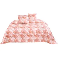 Dekoratīvs gultas pārklājs 240X220 Hibiscus aprikožu pulverveida lapas stepētas 2331737