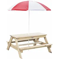 Edu koka piknika galds ar lietussargu Cw54594