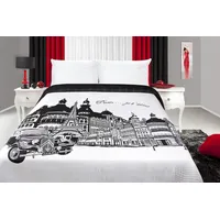 Francijas gultas pārklājs 220X240 BaltsMelns Paris 990004