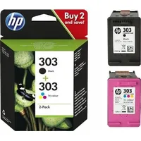Hp Tusz  303 Combo Pack - 2 Black, Dye Based Tri-Color Original Ink Cartridge for Envy Photo 6220, 6230, 7134 3Ym92Ae301