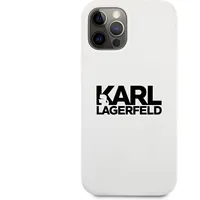 Klhcp12Mslklwh Karl Lagerfeld Stack Black Logo Silicone Case for iPhone 12 Pro 6.1 White