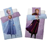 Kokvilnas gultas veļa 140X200 Frozen Anna Elsa violeti zila abpusēja 0297 spilvendrāna 70X90 1450261