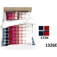 Kokvilnas gultas veļa 160X200 1326E rozā ģeometrijas kvadrāti 572N abpusēji 1943433