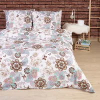Kokvilnas gultas veļa 200X220 Marley piparmētru smilškrāsas ziedi Cottonlove Exclusive 5 1274292
