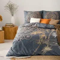 Kokvilnas gultas veļa 220X200 spāņu palmas monstera rotājumi grafīts mandala zelts Grace 1170933
