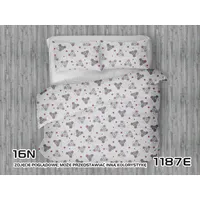 Kokvilnas gultas veļa 90X120 1187E Miszki, pelēki punktiņi, rozā, balts 1949120