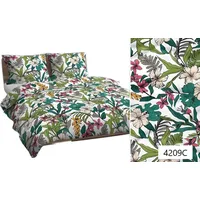 Kokvilnas gultasveļa 140X200 balti zaļi krāsaini ziedi 4209 C kokvilna Maks 2302345