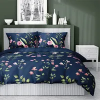 Kokvilnas gultasveļa 160X200 ziedi 3845 A tumši zila Cotton 1 2331103