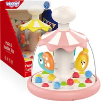 Krāsains Animals Rozā vērpšanas tops ar bumbiņu karuseli 49560