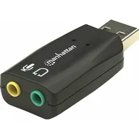 Manhattan Usb-A Sound Adapter, to 3.5Mm Mic-In and Audio-Out ports, 480 Mbps Usb 2.0, supports 3D virtual 5.1 surround sound, Hi-Speed Usb, Black, Three Year Warranty, Blister 150859
