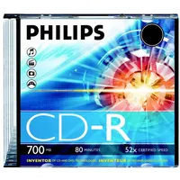 Philips Cd-R 80 700Mb Jewel case balti priekš apdrukas Cr7D5Jj01/00