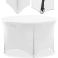 Royal Catering Universāls elastīgs pārklājs apaļam galdam, diam. 120 cm balts 10012115
