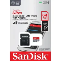 Sandisk Ultra Android microSDXC 64Gb 140Mb/S A1 Cl.10 Uhs-I Atmiņas Karte  Adpteris 619659200541