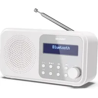 Sharp Dr-P420Wh Tokyo Portable Digital Radio, Fm/Dab/Dab, Bluetooth 5.0, Usb or Battery Powered, Snowy White